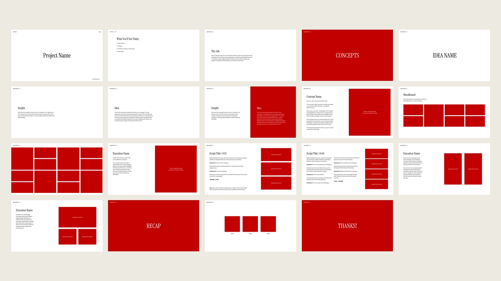 Overview of all full template slides